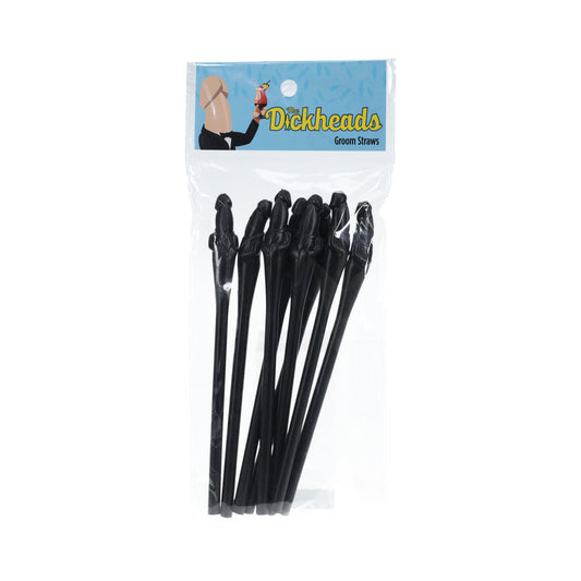 The Dickheads Groom Straws - Black - Fun Party Supplies