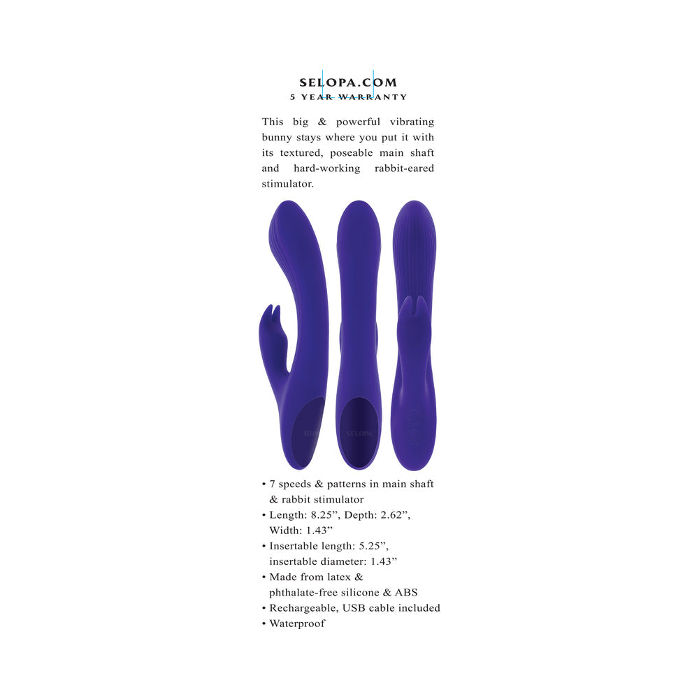 Selopa Poseable Bunny Rechargeable Dual Stimulator – Purple