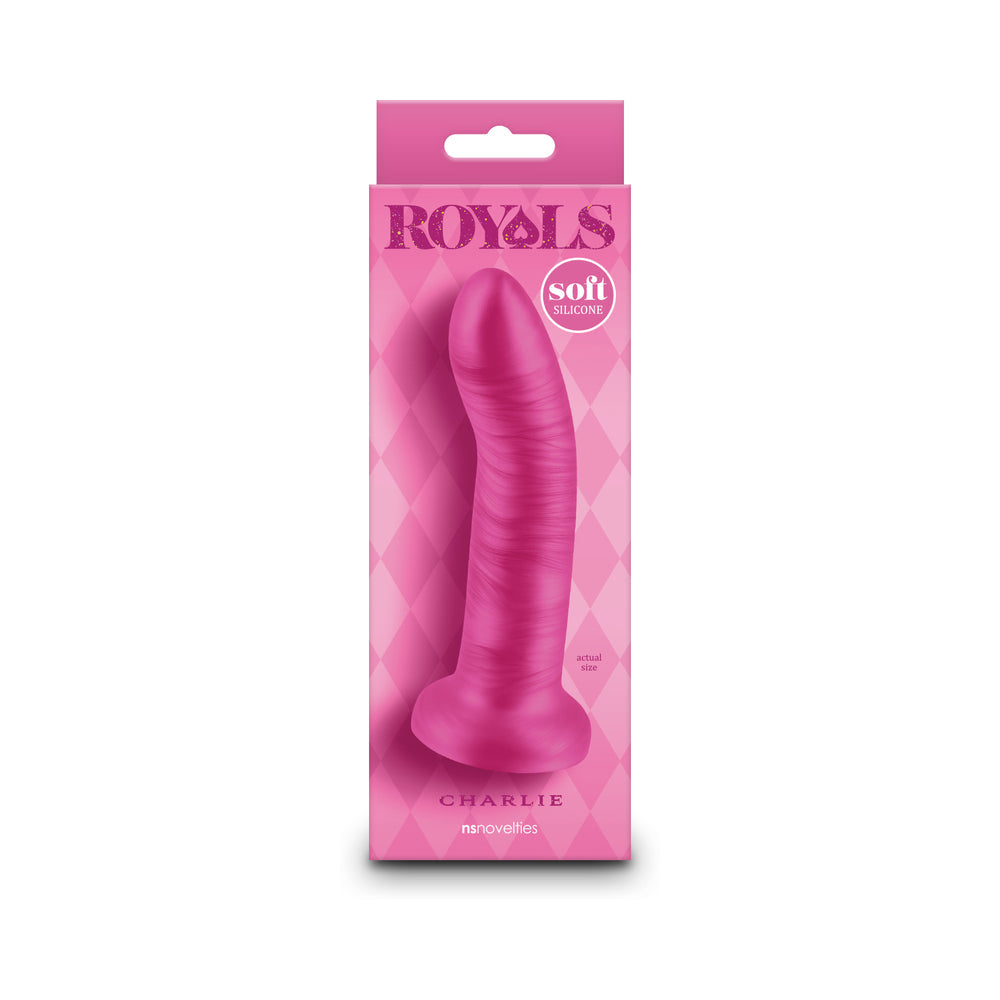 Royals Charlie 5 in. Metallic Curved Dildo – Hot Pink