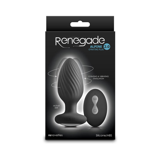 Renegade Alpine 2.0 Gyrating and Vibrating Butt Plug with Remote - Black