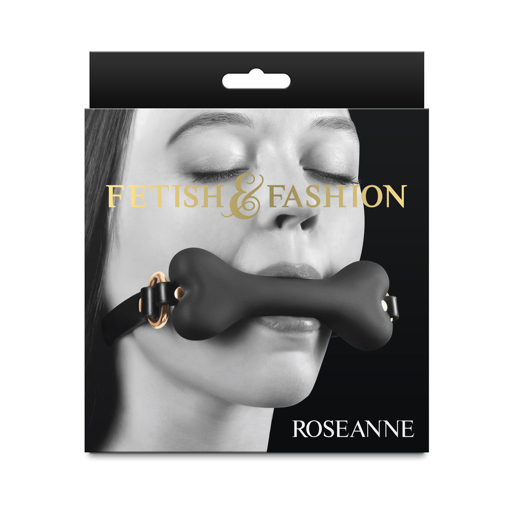 Fetish & Fashion Roseanne Bone Gag – Black – Adjustable Ball Gag