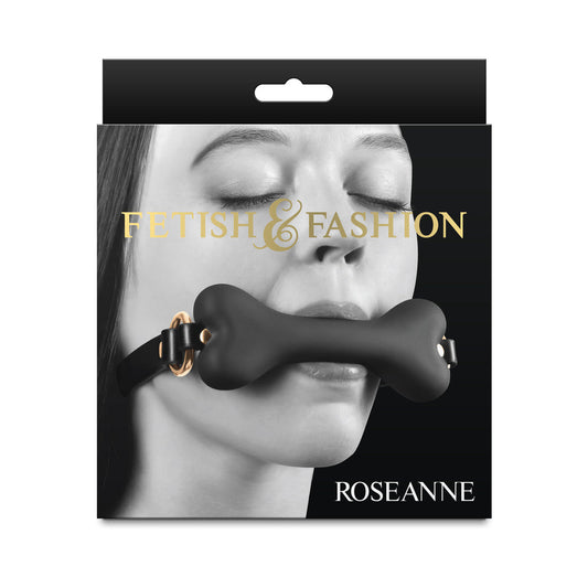 Fetish & Fashion Roseanne Bone Gag – Black – Adjustable Ball Gag