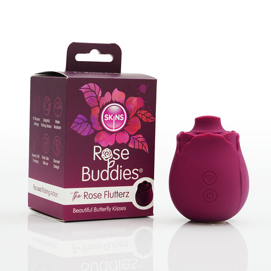 Skins Rose Buddies Rose Flutterz Vibrator – Wine Red