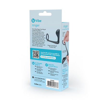 b-Vibe Ringer Cock Ring & Prostate Plug – Gray