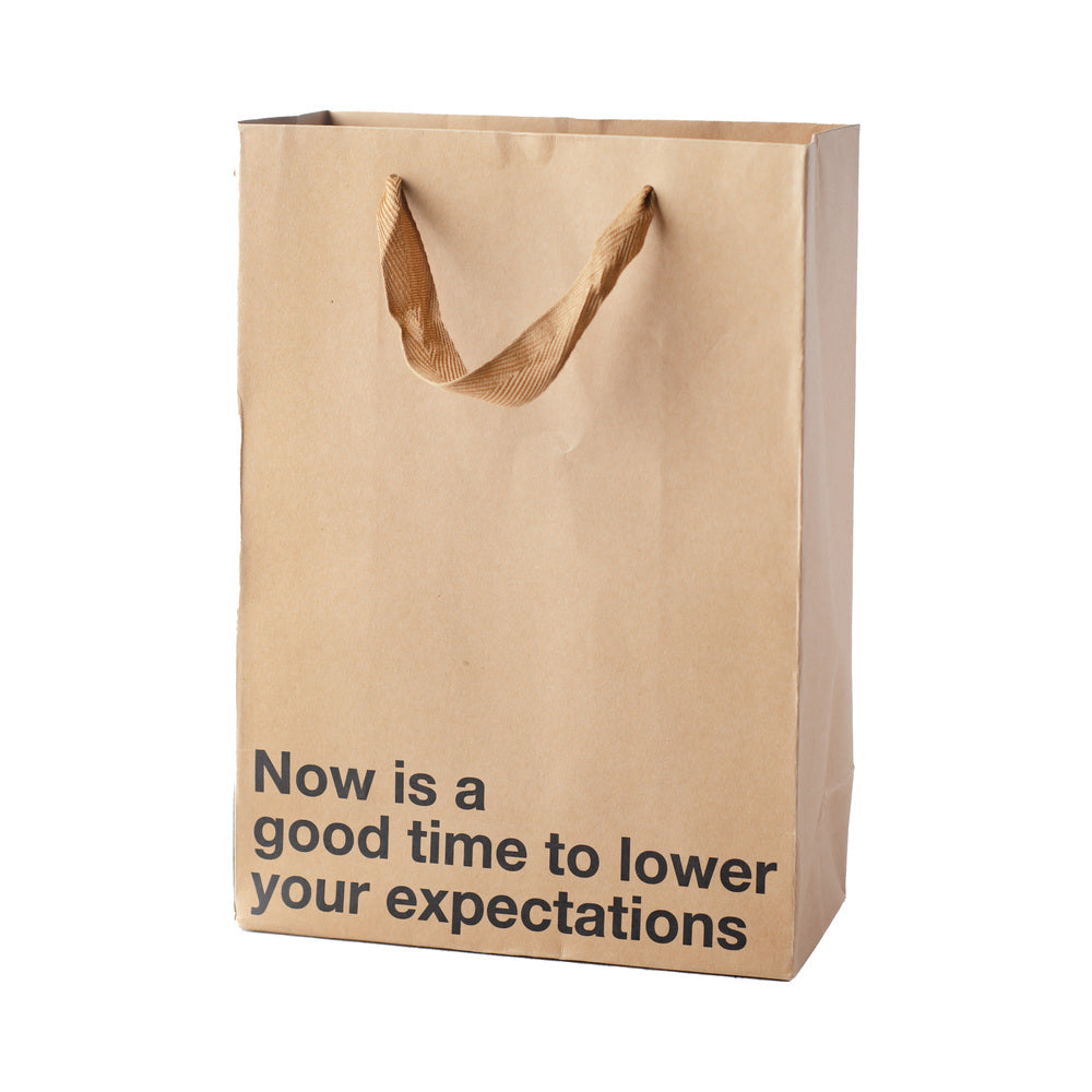 Wood Rocket Snarky Gift Bags – Lower Your Expectations, 3 Pack, Tan