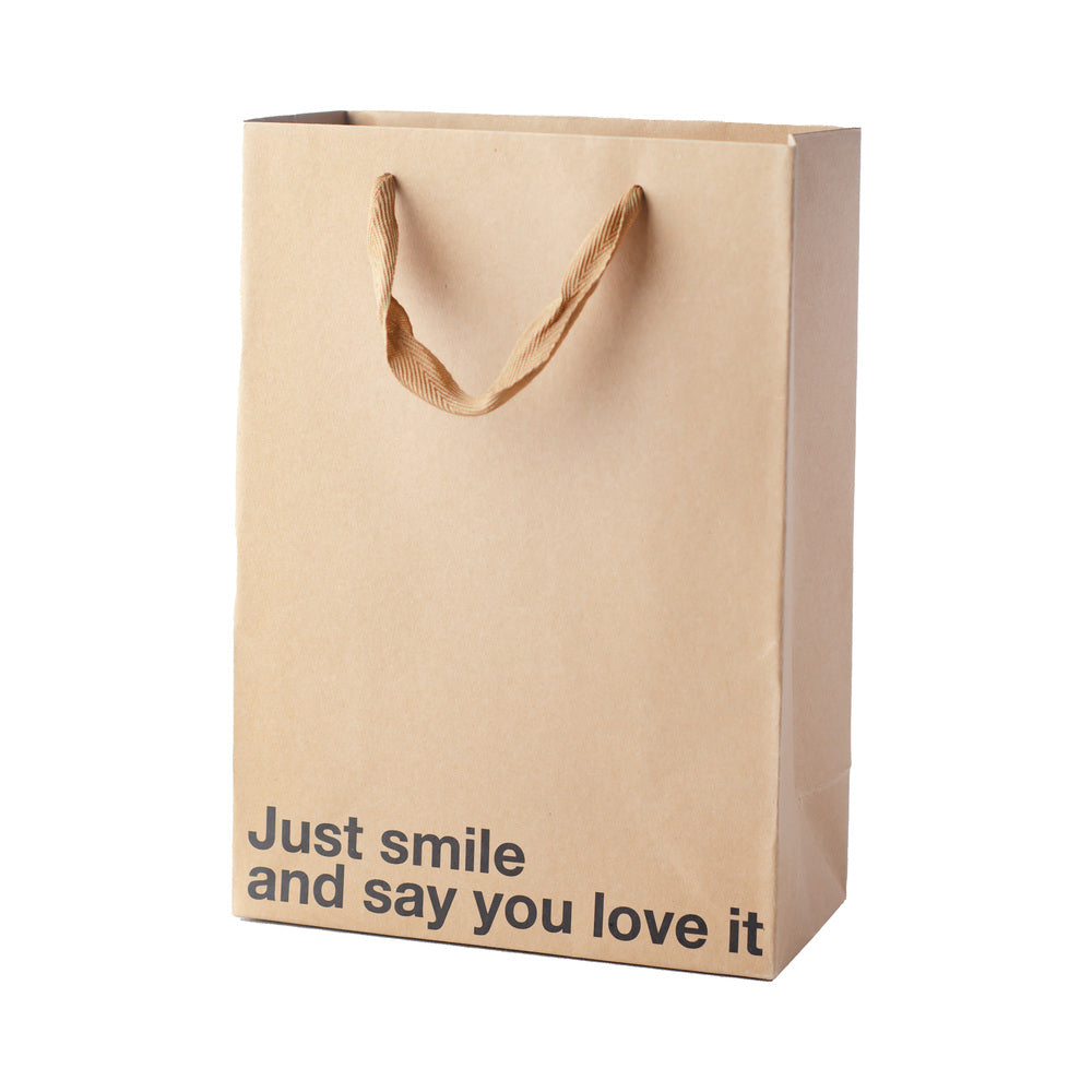 Wood Rocket Just Smile Snarky Gift Bags – Tan