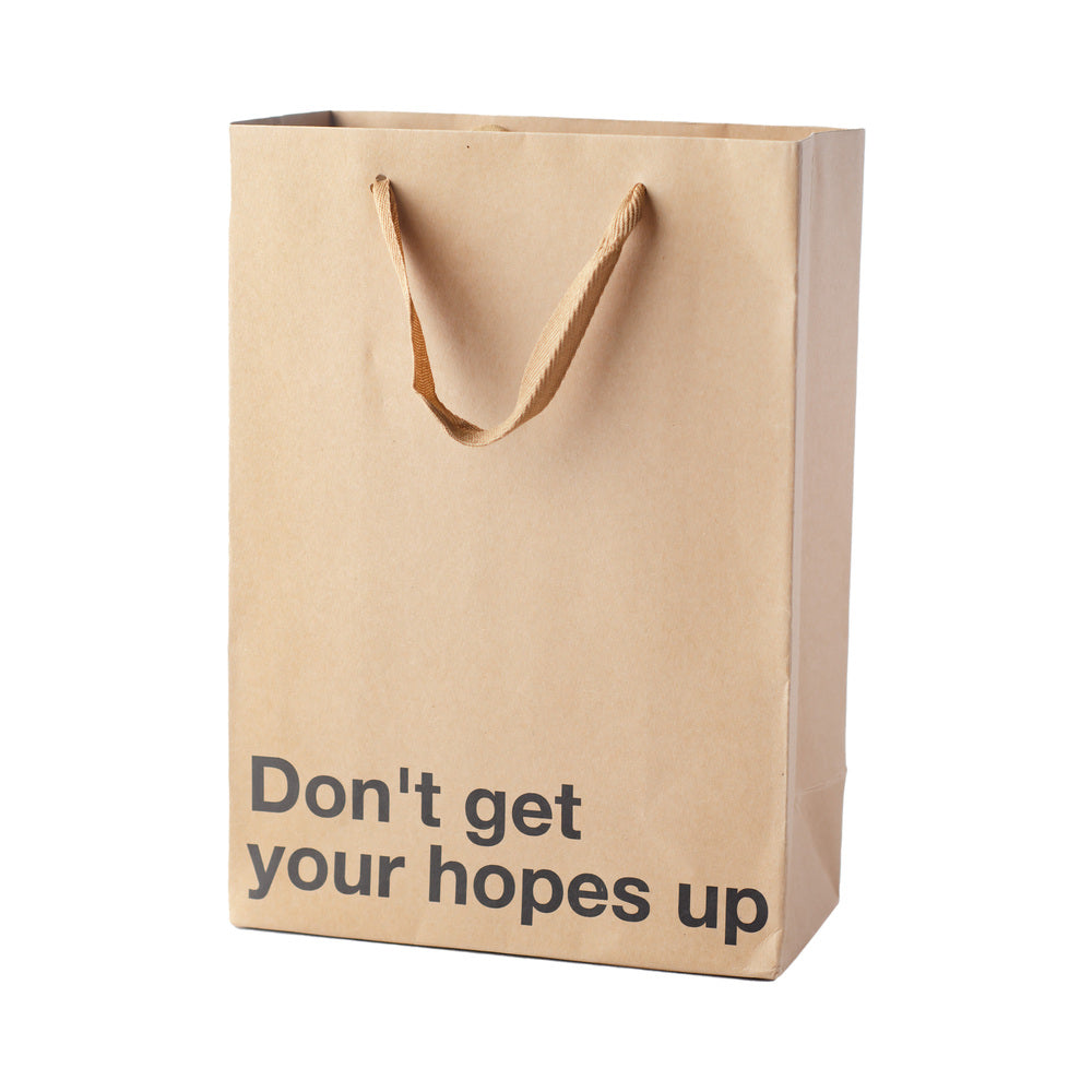 Wood Rocket Snarky Gift Bags - Don't Get Your Hopes Up - Tan
