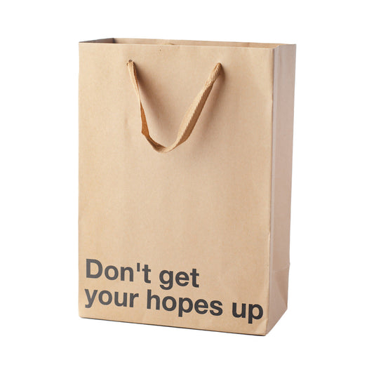 Wood Rocket Snarky Gift Bags - Don't Get Your Hopes Up - Tan