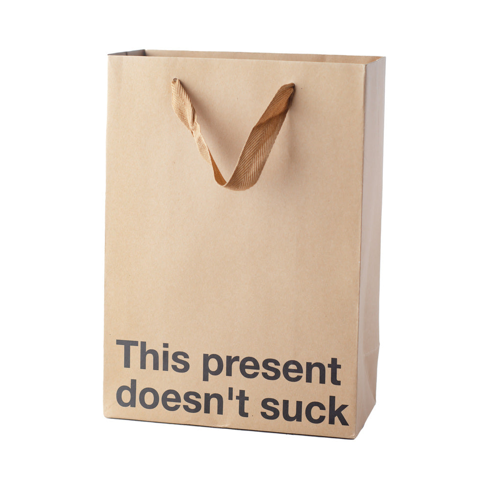 Wood Rocket Snarky Gift Bags - This Present 3pk - Tan
