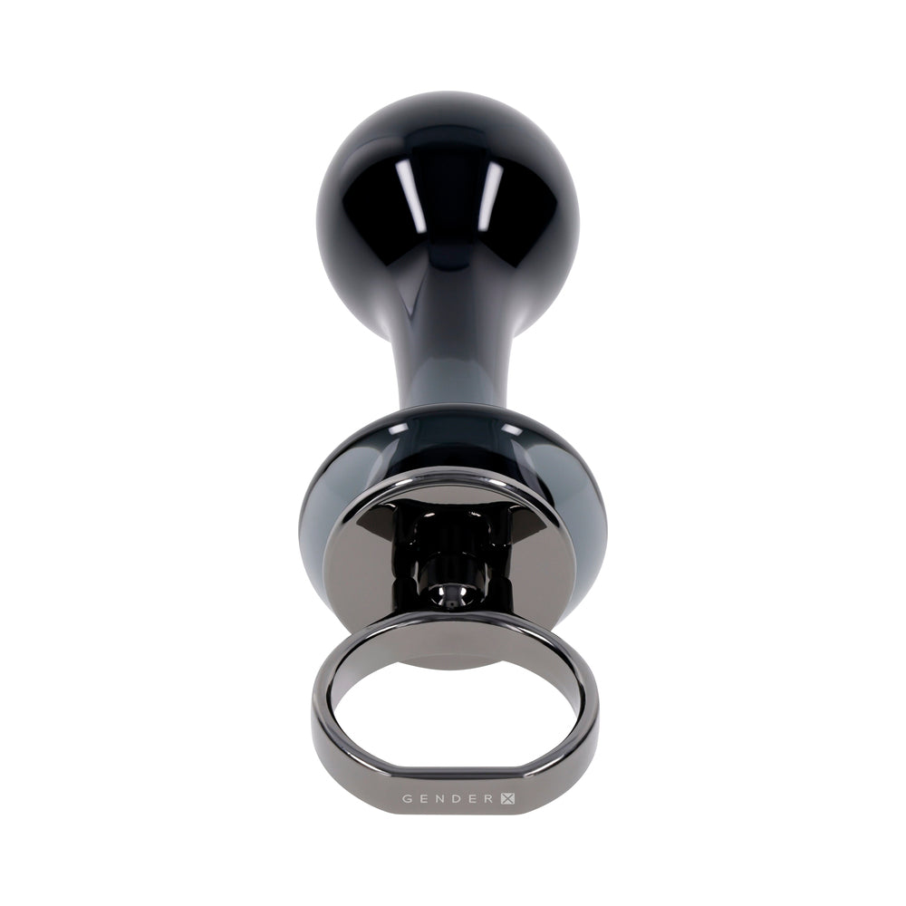 Gender X Blow Pop Black Glass Plug with Flared Base