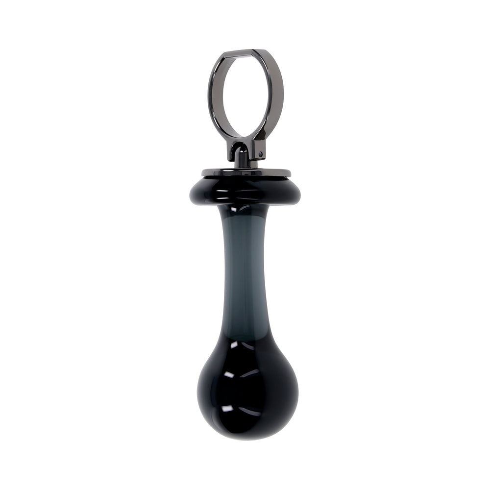 Gender X Blow Pop Black Glass Plug with Flared Base