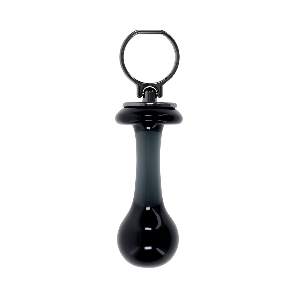 Gender X Blow Pop Black Glass Plug with Flared Base