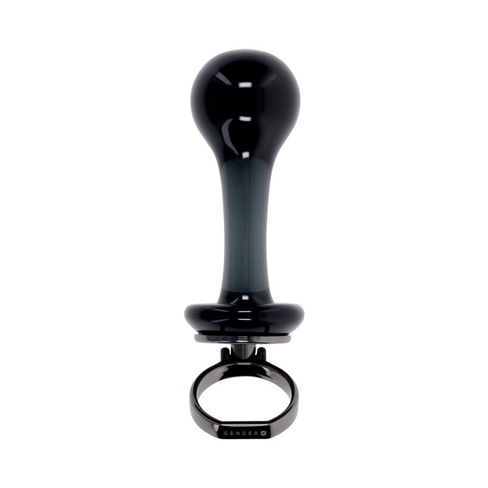 Gender X Blow Pop Black Glass Plug with Flared Base