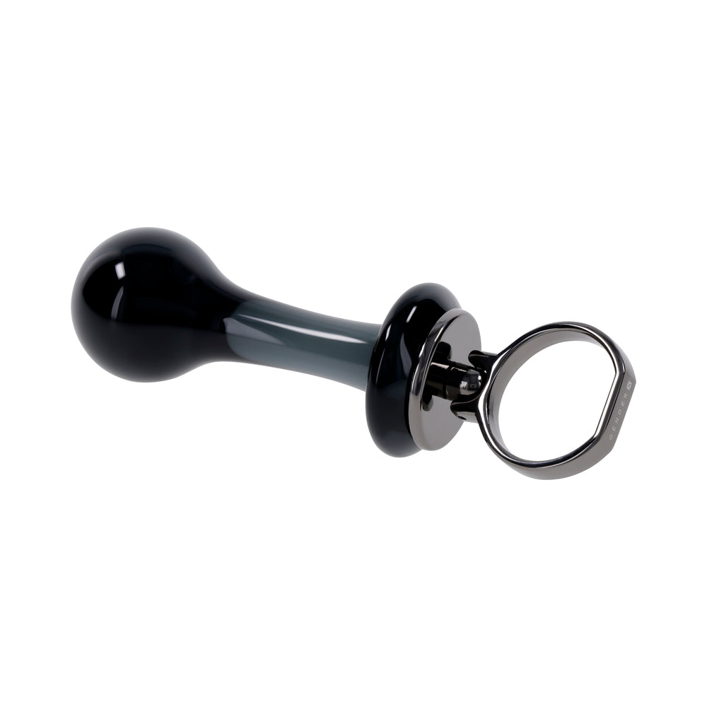 Gender X Blow Pop Black Glass Plug with Flared Base