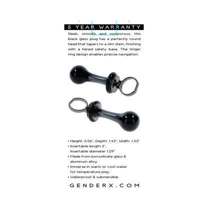 Gender X Blow Pop Black Glass Plug with Flared Base