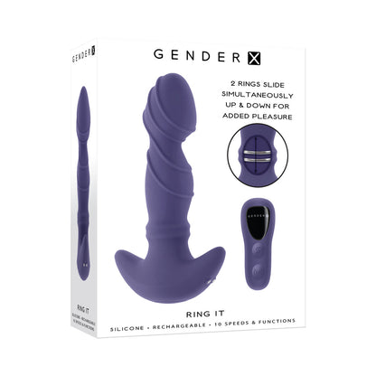 Gender X Ring It Purple – Rigid Vibe with Remote Control and Sliding Rings