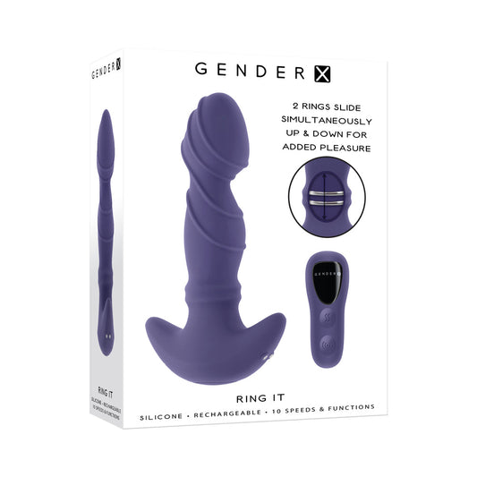 Gender X Ring It Purple – Rigid Vibe with Remote Control and Sliding Rings