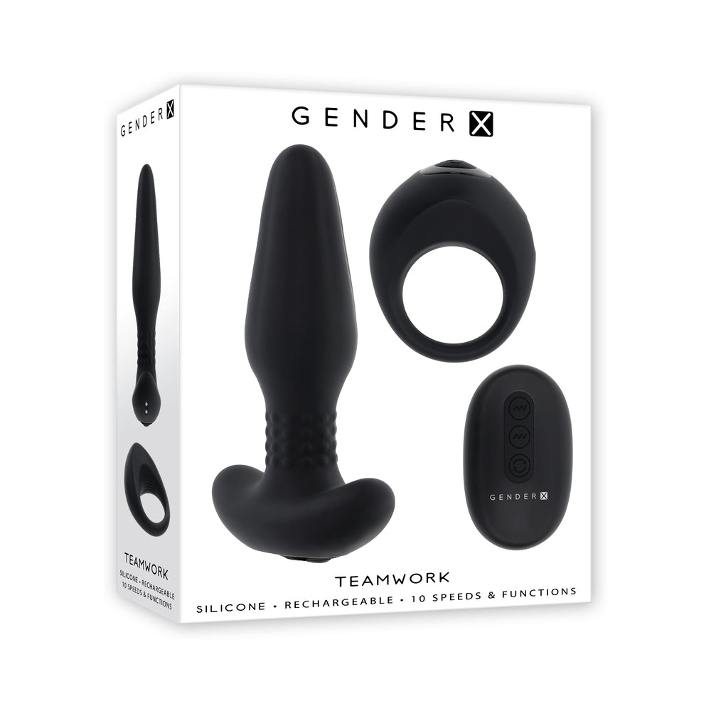 Gender X Teamwork Vibrating Remote-Control Toys Set – Black