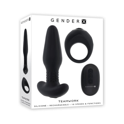 Gender X Teamwork Vibrating Remote-Control Toys Set – Black
