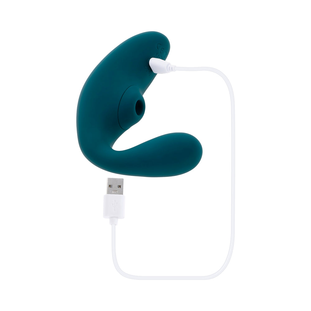 Playboy Charmer Dual Vibrator with Clitoral Suction - Deep Teal