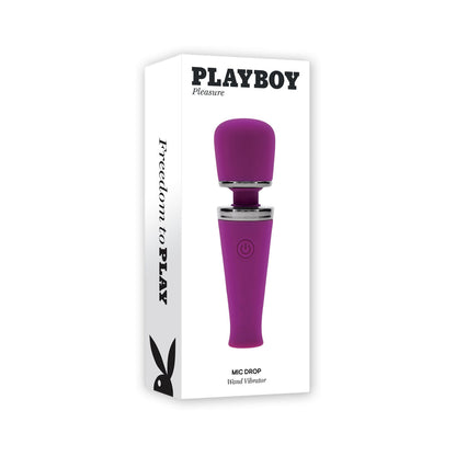 Playboy Mic Drop Wild Aster Wand Vibrator with Powerful Head Vibrations – Purple