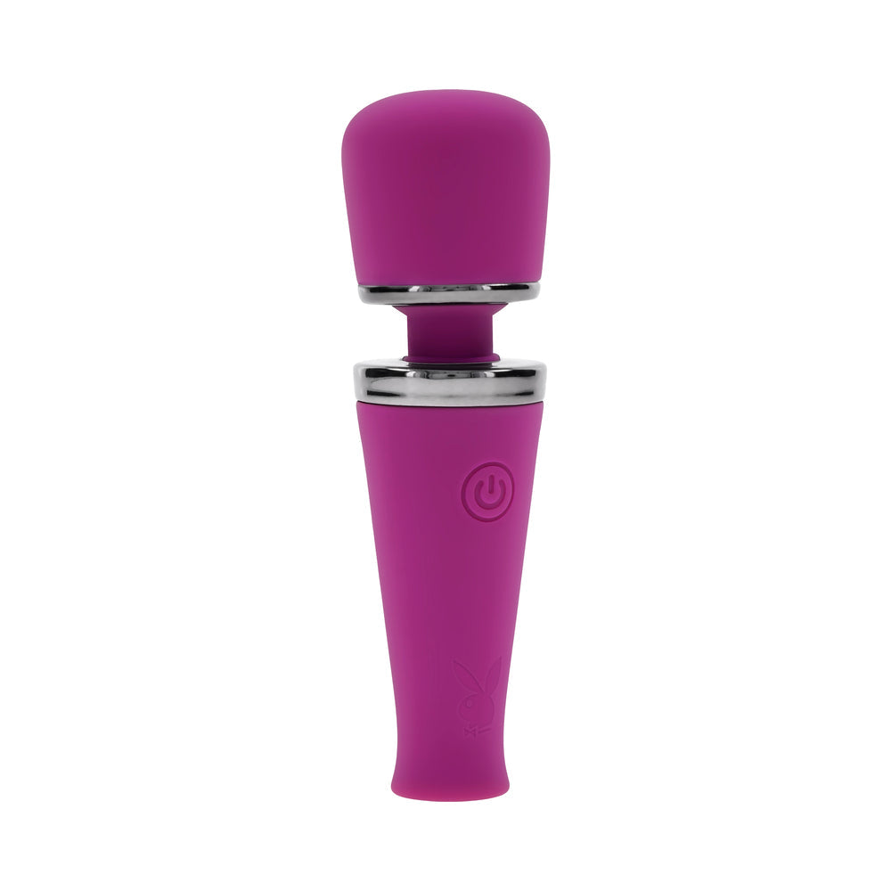 Playboy Mic Drop Wild Aster Wand Vibrator with Powerful Head Vibrations – Purple