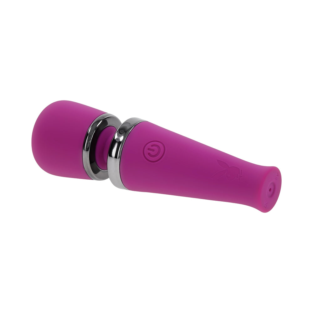 Playboy Mic Drop Wild Aster Wand Vibrator with Powerful Head Vibrations – Purple
