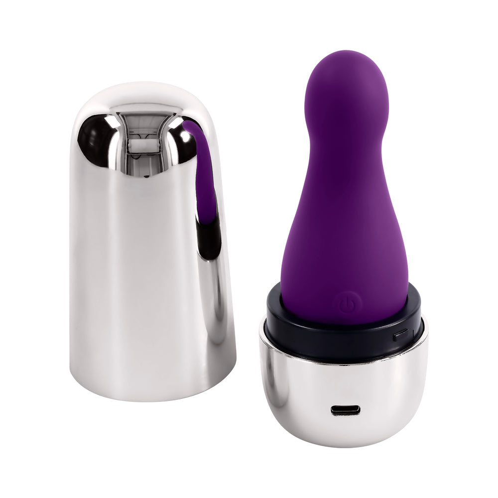 Playboy The Jet Set Vibe Silicone Vibrator with Wireless Charging - Acai/White
