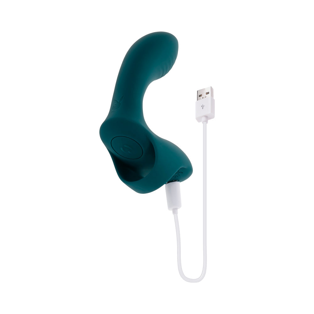Playboy Wrapped Around Your Finger Multi Play Finger Vibrator – Deep Teal
