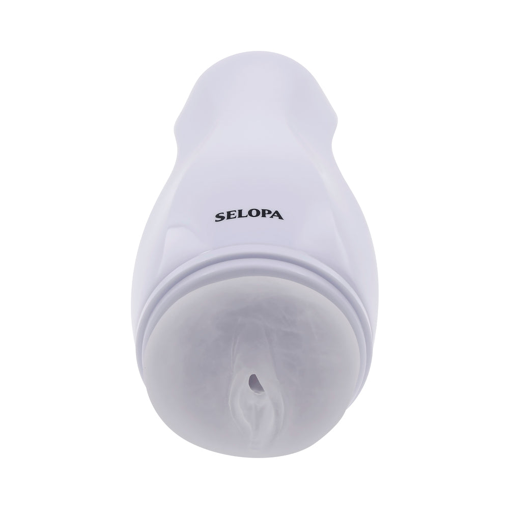 Selopa Pleasure Can White - Vibrating Stroker with Textured Channel