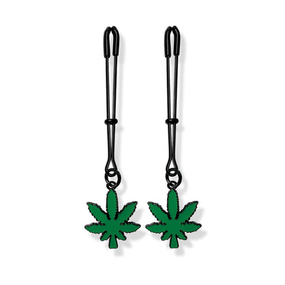 Stoner Vibes Chronic Collection Adjustable Tweezer Nipple Clamps - Green