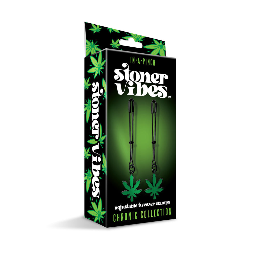 Stoner Vibes Chronic Collection Adjustable Tweezer Nipple Clamps - Green