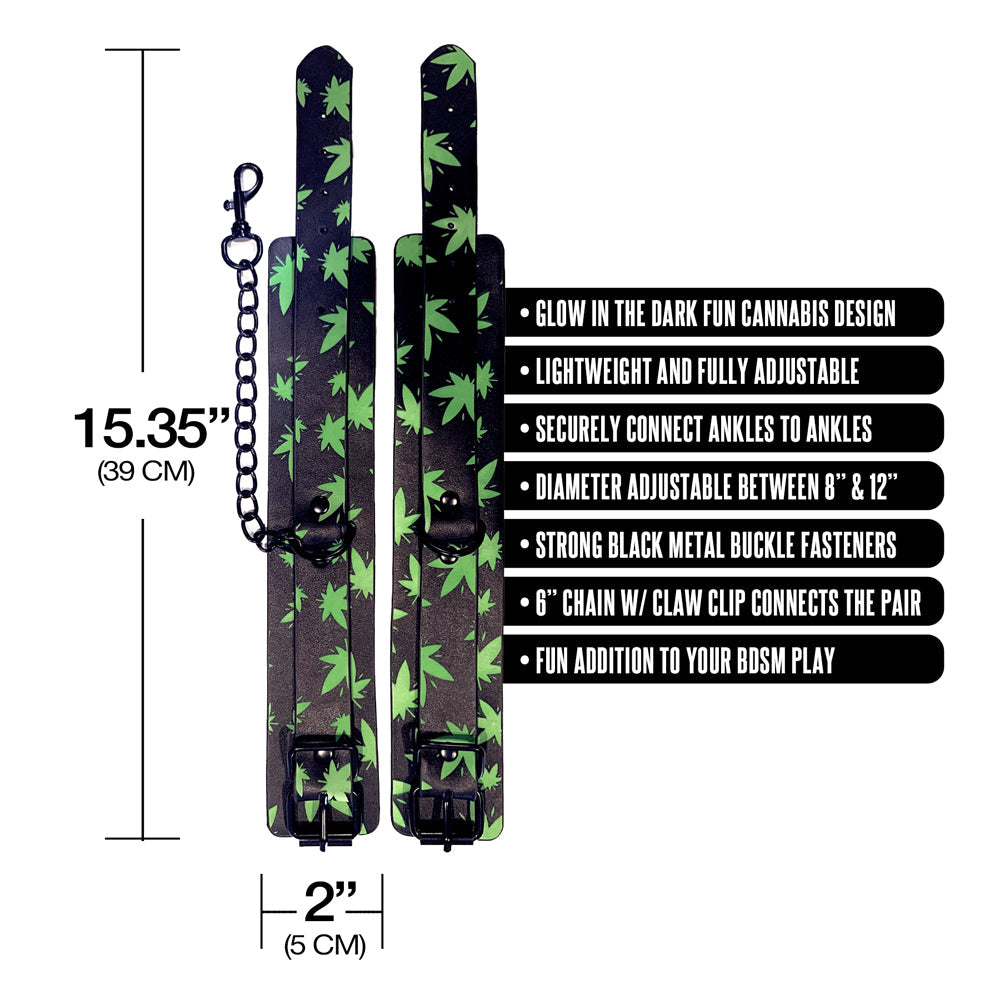 Stoner Vibes Chronic Collection Glow in the Dark Ankle Cuffs - Green