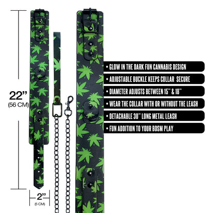 Stoner Vibes Chronic Collection Glow in the Dark Collar and Leash – Green