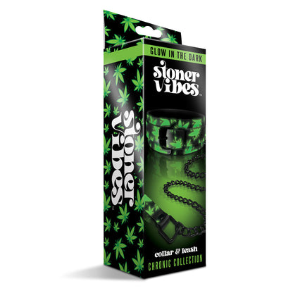 Stoner Vibes Chronic Collection Glow in the Dark Collar and Leash – Green