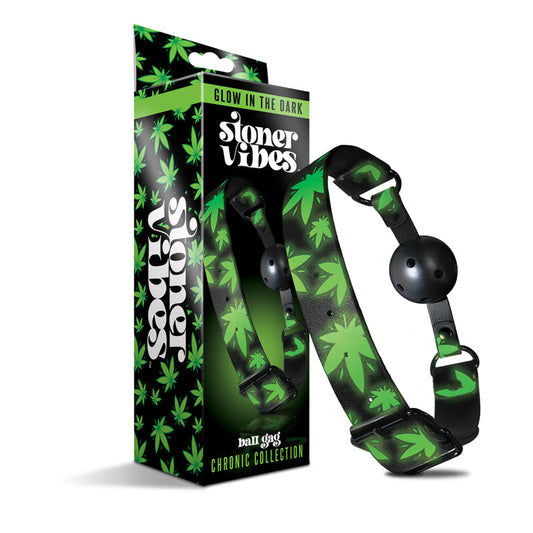 Stoner Vibes Chronic Collection Glow in the Dark Breathable Ball Gag – Green