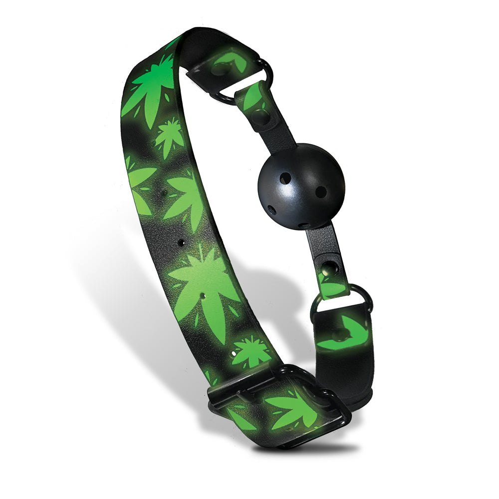 Stoner Vibes Chronic Collection Glow in the Dark Breathable Ball Gag – Green