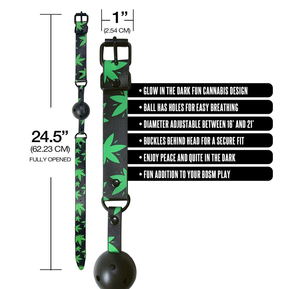 Stoner Vibes Chronic Collection Glow in the Dark Breathable Ball Gag – Green
