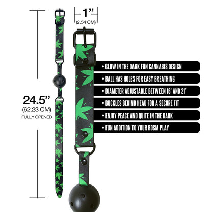 Stoner Vibes Chronic Collection Glow in the Dark Breathable Ball Gag – Green