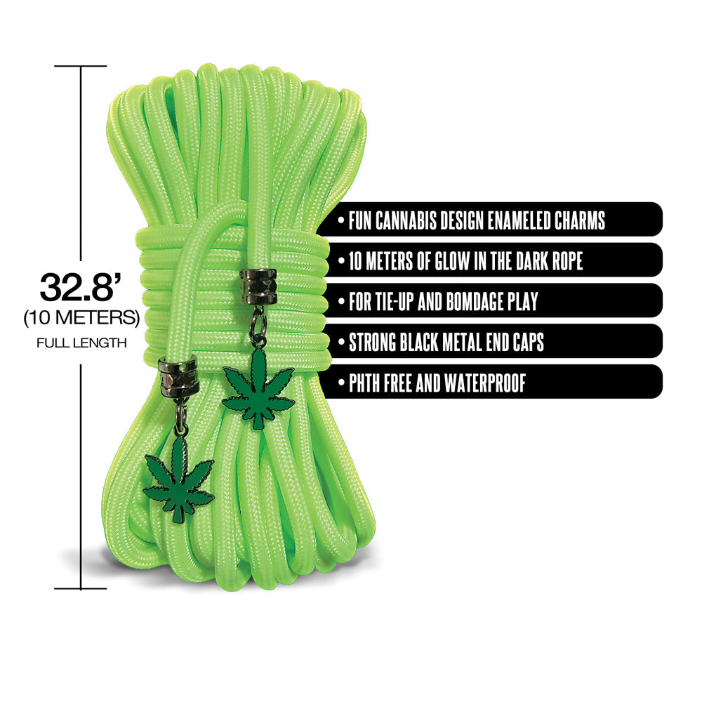 Stoner Vibes Chronic Collection Glow in the Dark Rope – Green, 32.8 Feet