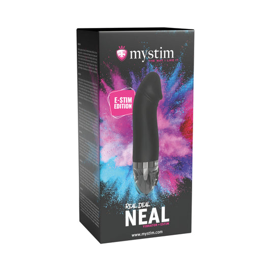 Mystim Real Deal Neal eStim Vibrator – Black – 8 Vibration Programs & 5 e-Stim Programs