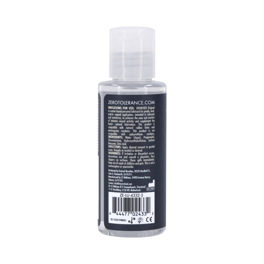 Zero Tolerance Drenched Original Water-Based Lubricant 2 oz – Clear