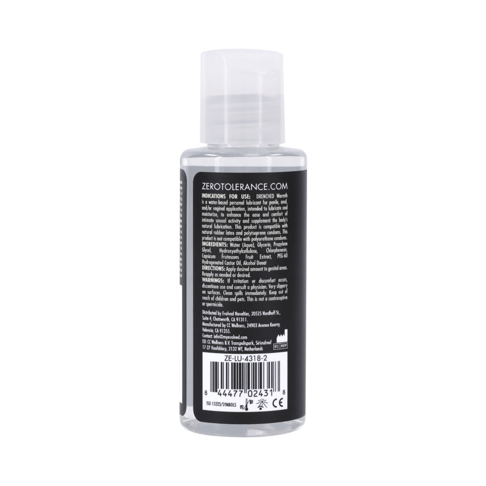 Zero Tolerance Drenched Warmth Water-Based Warming Lubricant – Clear – 2 oz
