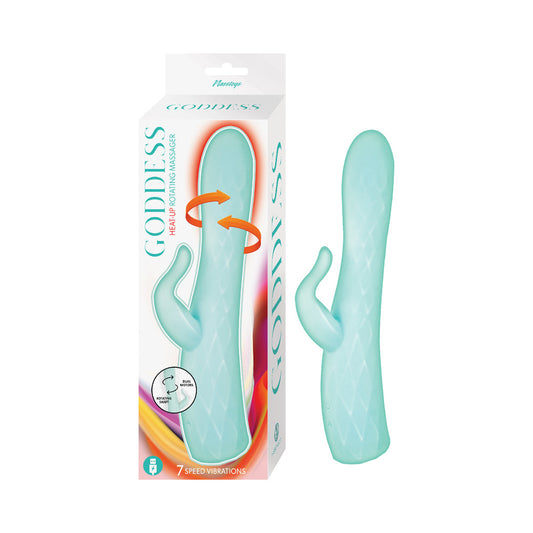 Nasstoys Goddess Heat-Up Bunny Massager – Teal/Aqua – Dual Motor with Heat Function