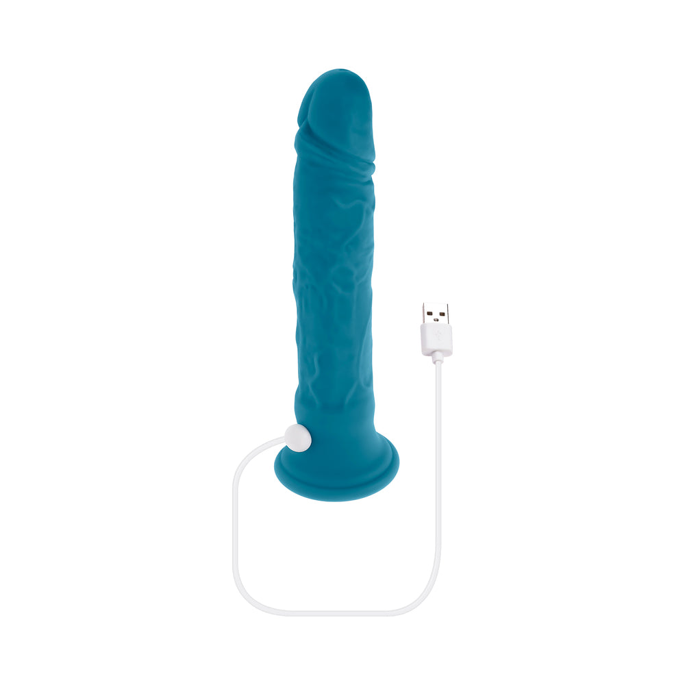 Evolved Tsunami Rechargeable Vibrating Dildo – Teal with Suction Cup Base