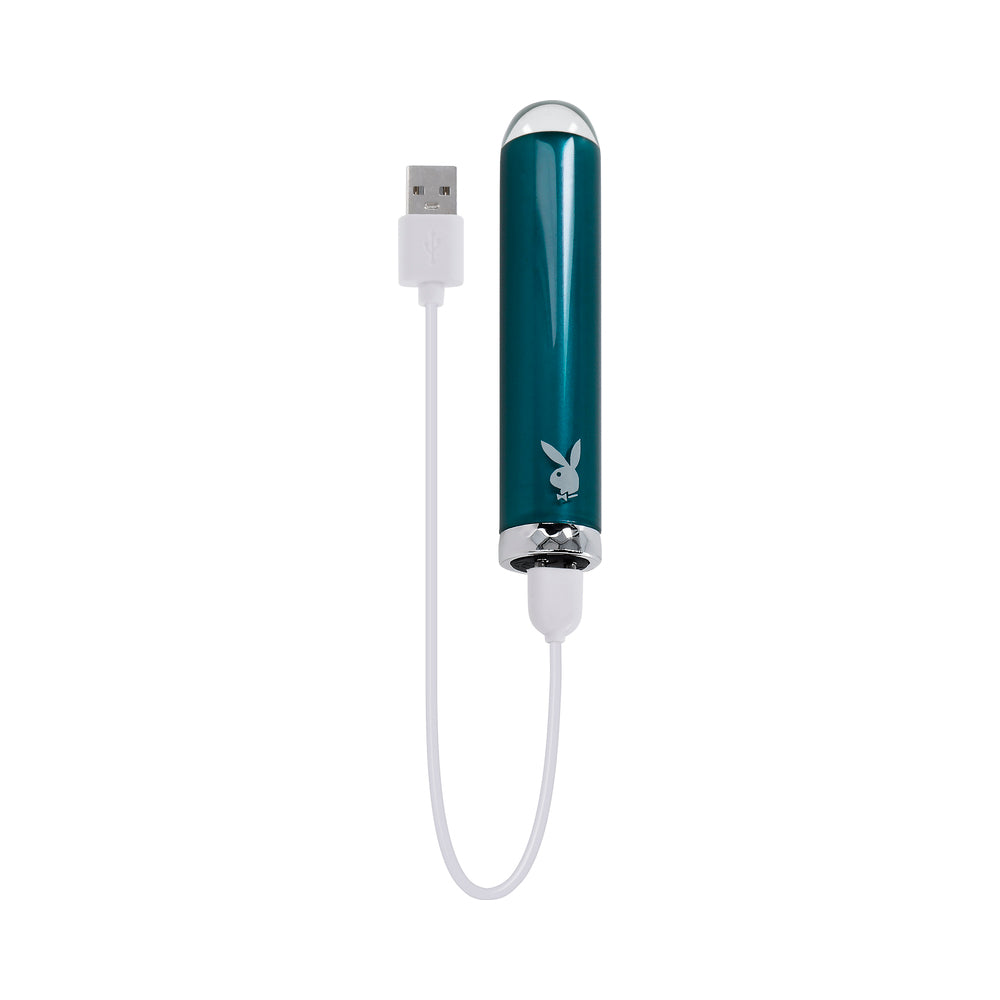 Playboy Emerald Rechargeable Vibrating Mini Vibe – Deep Teal
