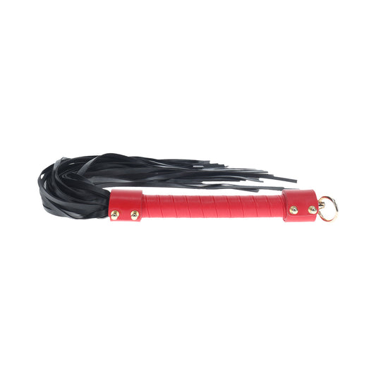 Ouch! Milan Collection Flogger – Red Leather Whip with Sturdy Handle