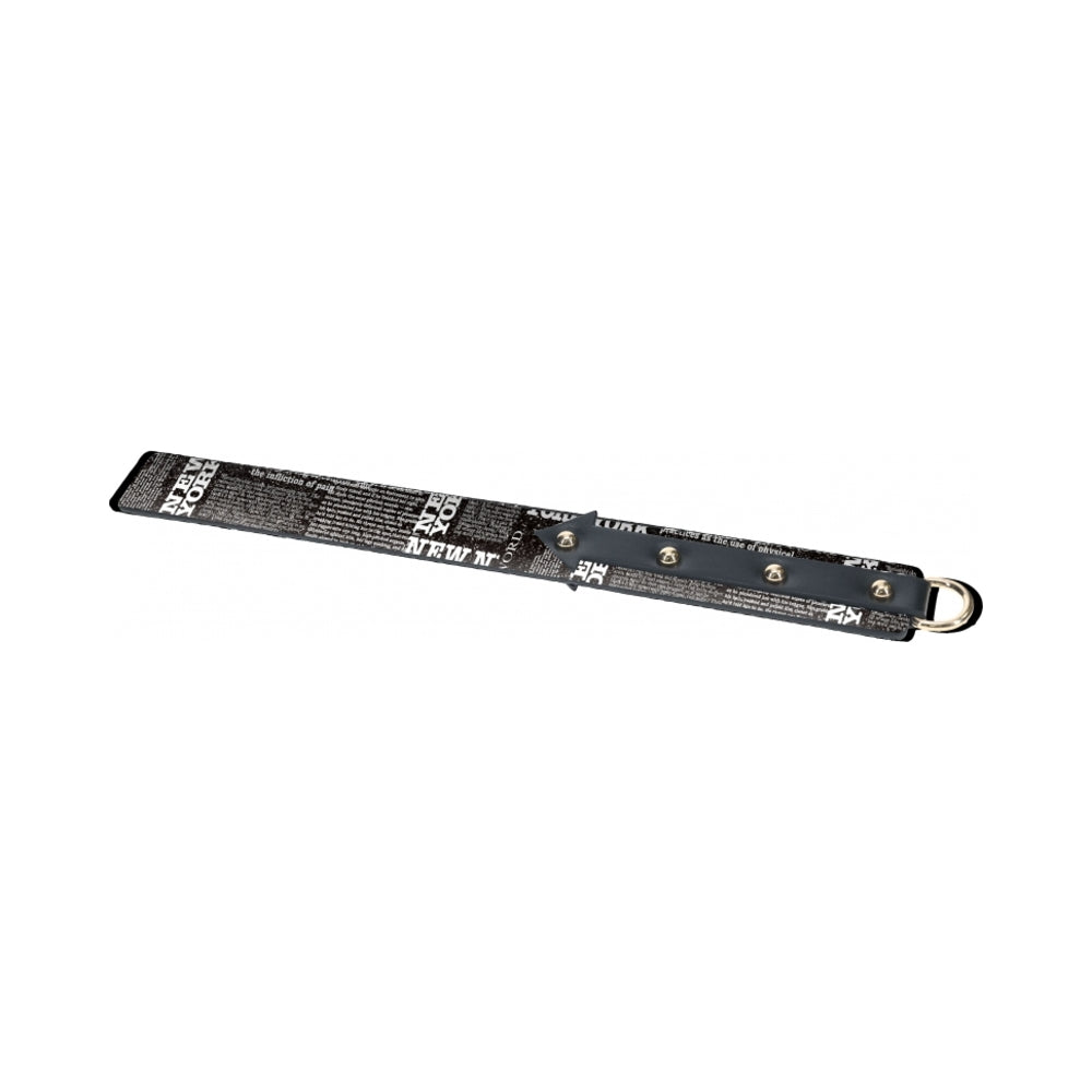 Ouch! New York Collection Paddle – Black Leather with Iridescent Hardware