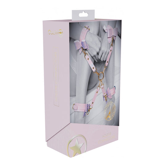 Ouch! Paris Collection Hogtie Connectors – Light Pink Bonded Leather Restraint