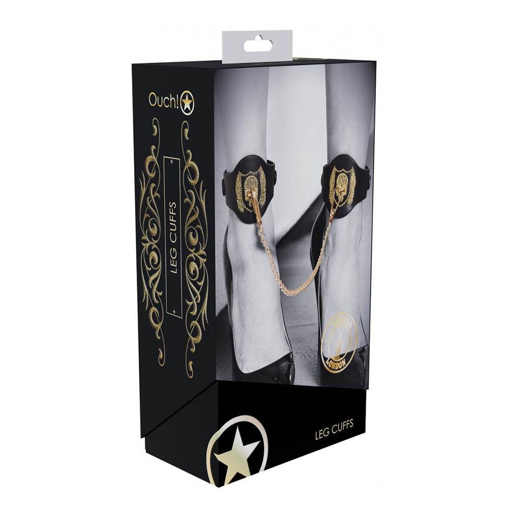 Ouch! London Collection Leg Cuffs – Adjustable Bonded Leather – Black